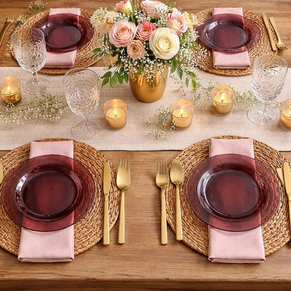 New Martinsville Amethyst Salad Plates Set of 4 Mid-Century Purple Glass 8in